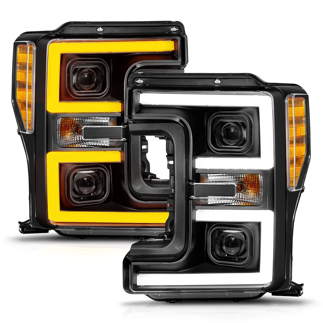 111577 – ANZO Headlight Assembly, LED Bulb Projector Beam Plank Style High Beam/ Low Beam LED White Clear Lens Black ...
